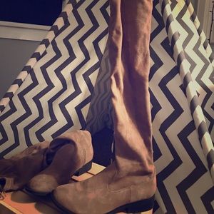 Tan over the knee flats